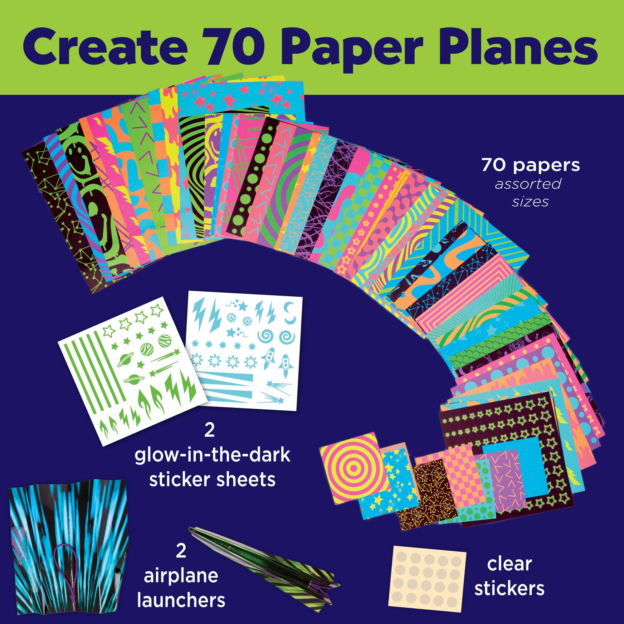 Creativity for Kids® Stunt Squadron™ Neon Glow Paper Airplane Kit